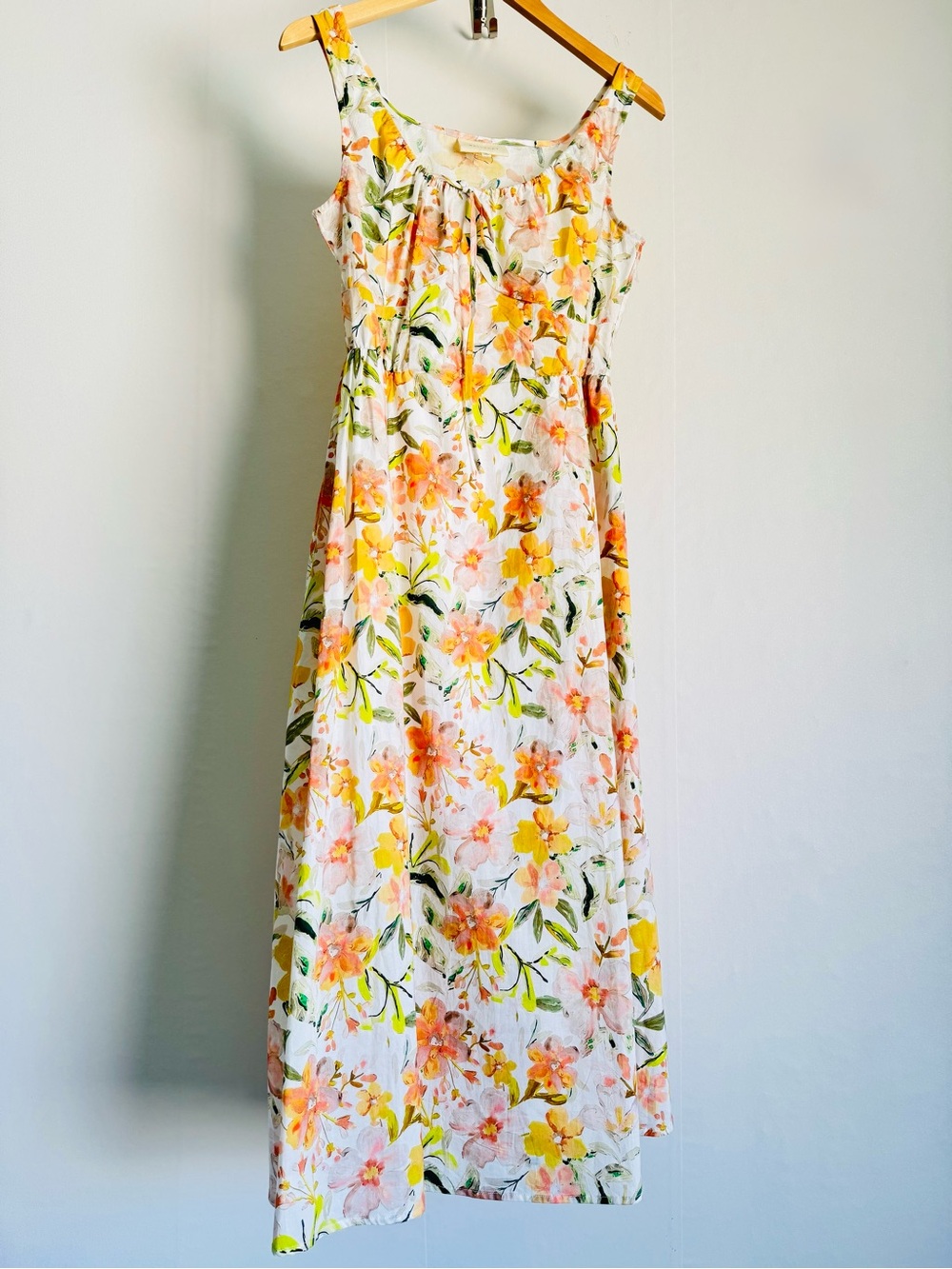 MELLODAY White Floral Sundress with Yellow & Peach Accents